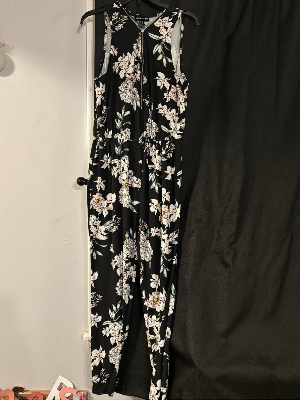 Streetwear Society Black Floral Sleeveless Jumpsuit